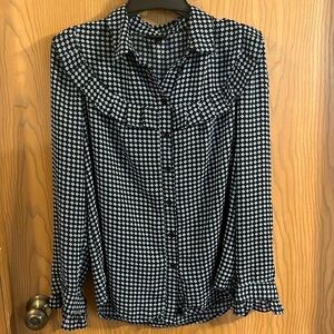 WhoWhatWear‎ Women’s Navy Pioneer Button Uo Blouse Medium